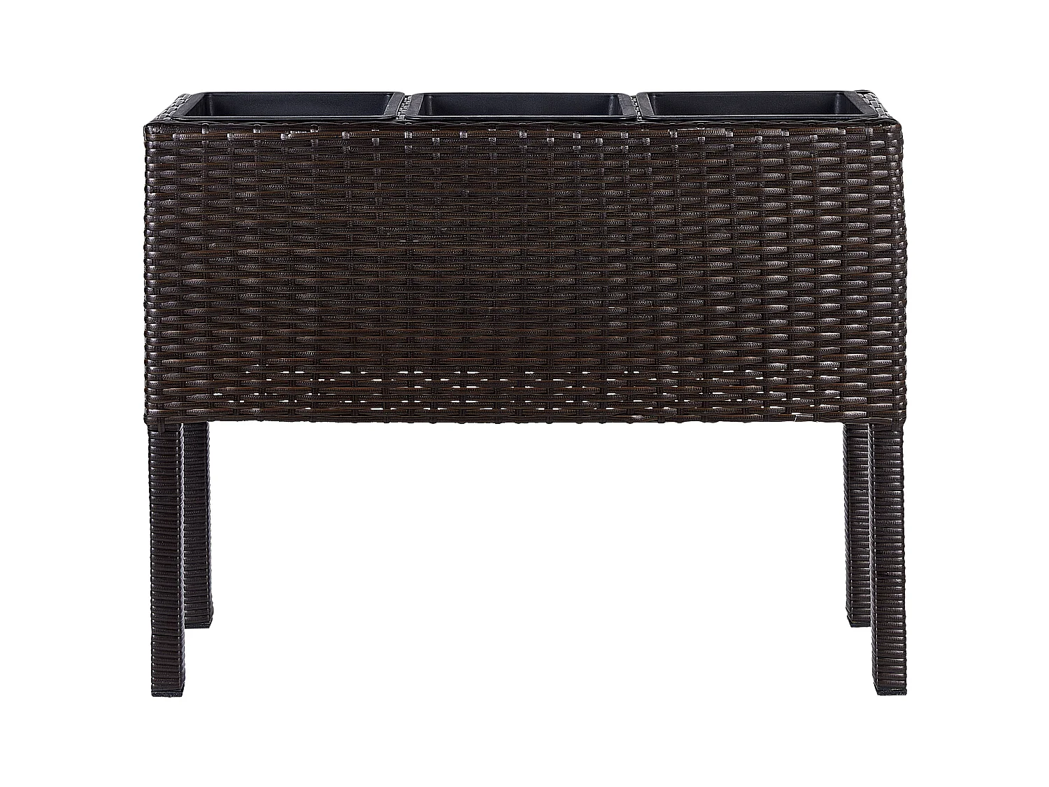 Garten Hochbeet auf Stelzen Rattan braun rechteckig Pflanzkasten Boho Caragana