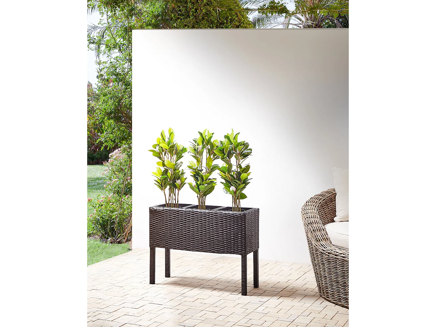 Cache-pot sur pied CARAGANA 77 cm Marron foncé