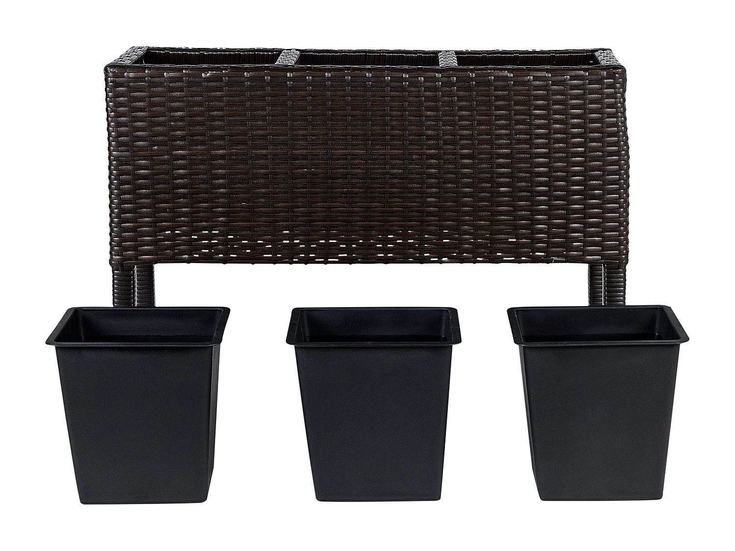 Garten Hochbeet auf Stelzen Rattan braun rechteckig Pflanzkasten Boho Caragana