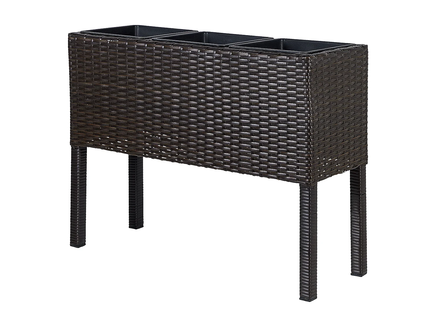 Garten Hochbeet auf Stelzen Rattan braun rechteckig Pflanzkasten Boho Caragana