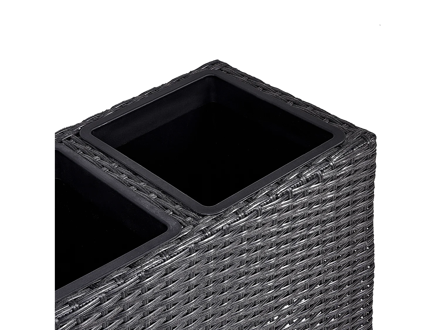 Garten Blumenkasten mit Rollen Rattan schwarz rechteckig Pflanzkasten Bellis