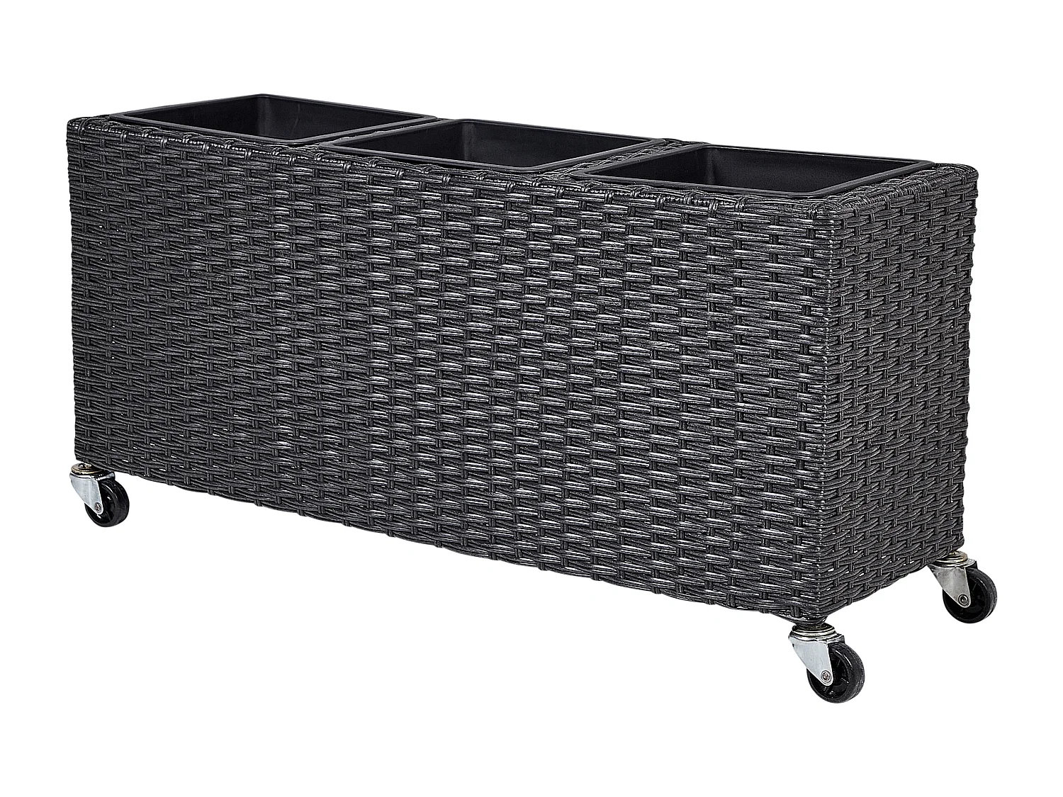 Bloempot BELLIS PE rotan 82 cm Zwart