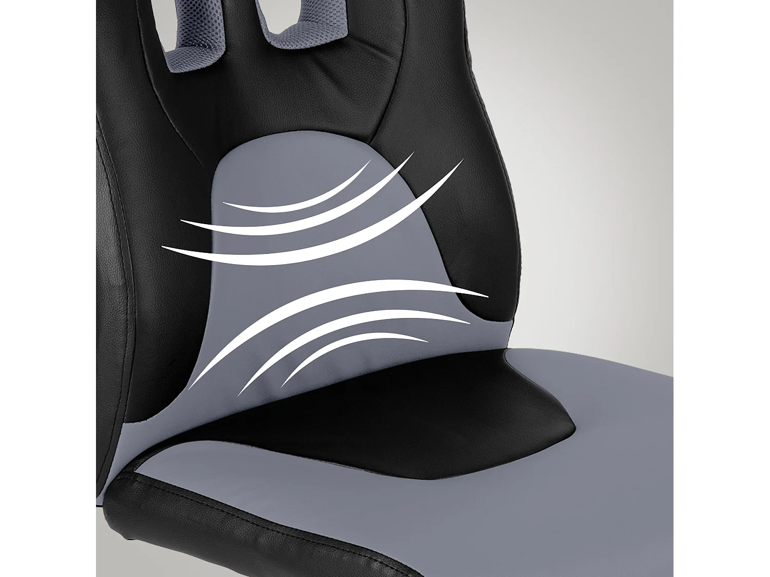 Chaise de bureau - Similicuir & Blanc - Noir / Gris - Fun