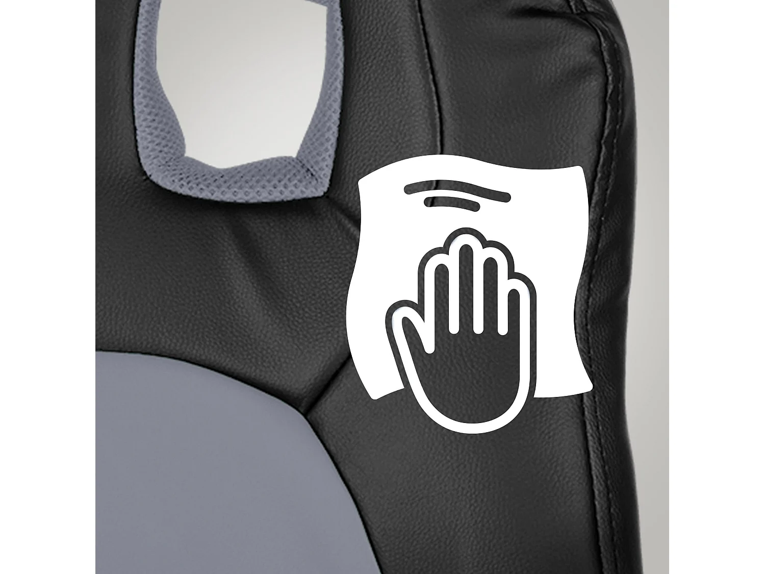 Chaise de bureau - Similicuir & Blanc - Noir / Gris - Fun