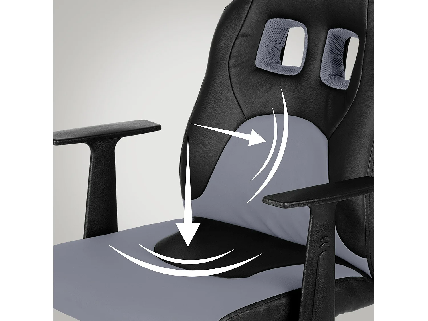 Chaise de bureau - Similicuir & Blanc - Noir / Gris - Fun