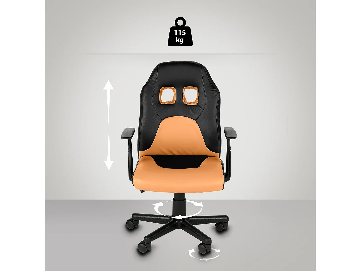 Bureaustoel - Kunstleer - zwart/oranje - Fun