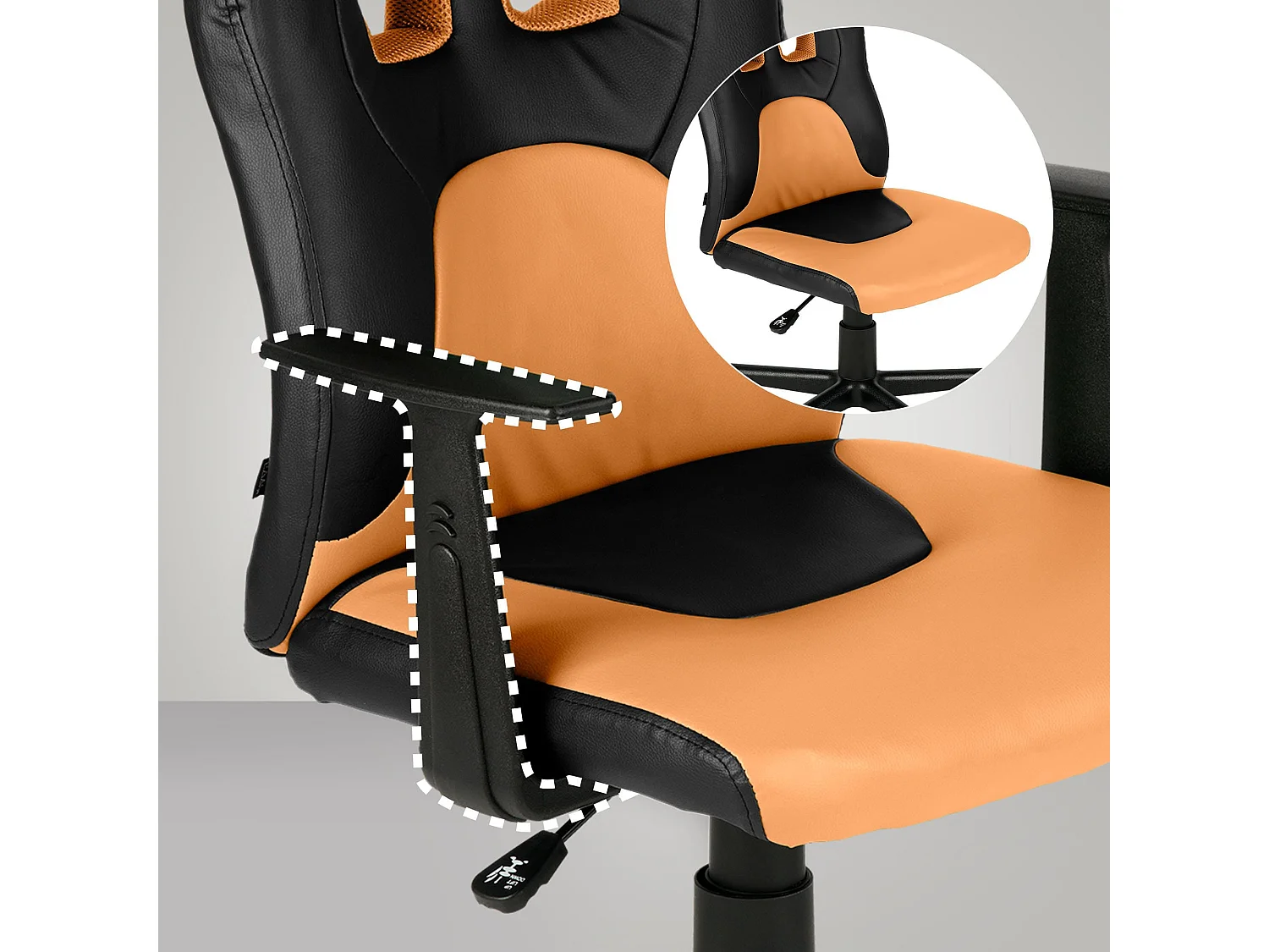 Bureaustoel - Kunstleer - zwart/oranje - Fun