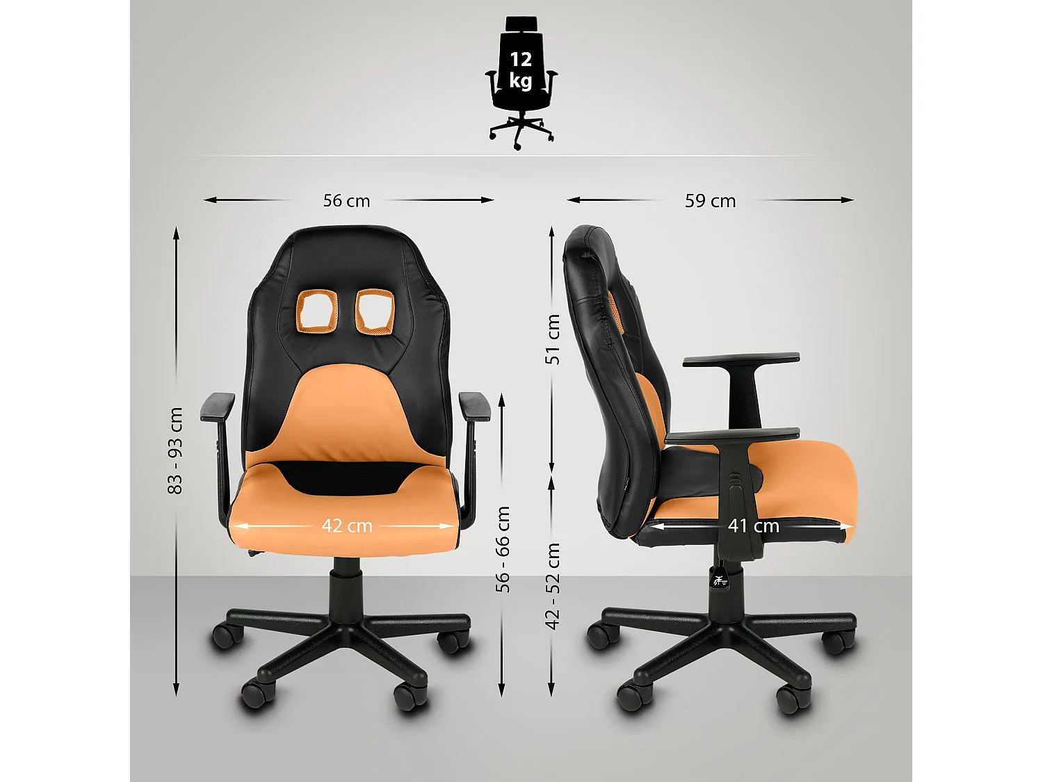 Bürostuhl - Kunstleder - schwarz/orange - Fun