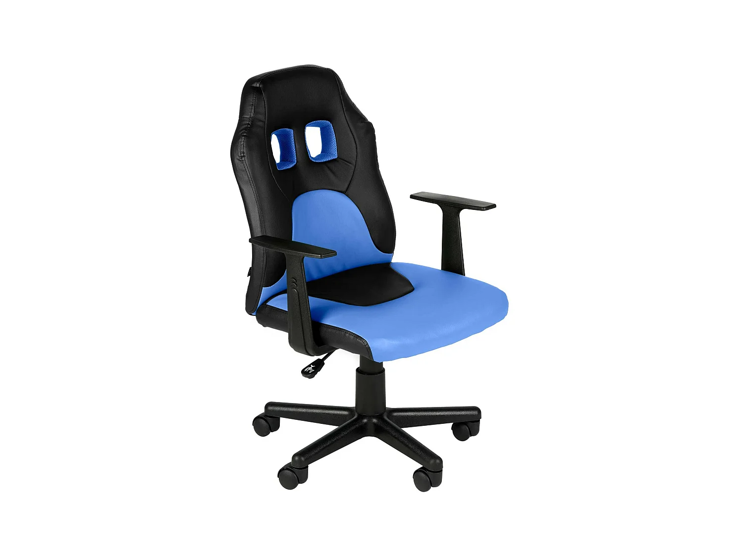 Chaise de bureau - Similicuir & Blanc - Noir / Bleu - Fun
