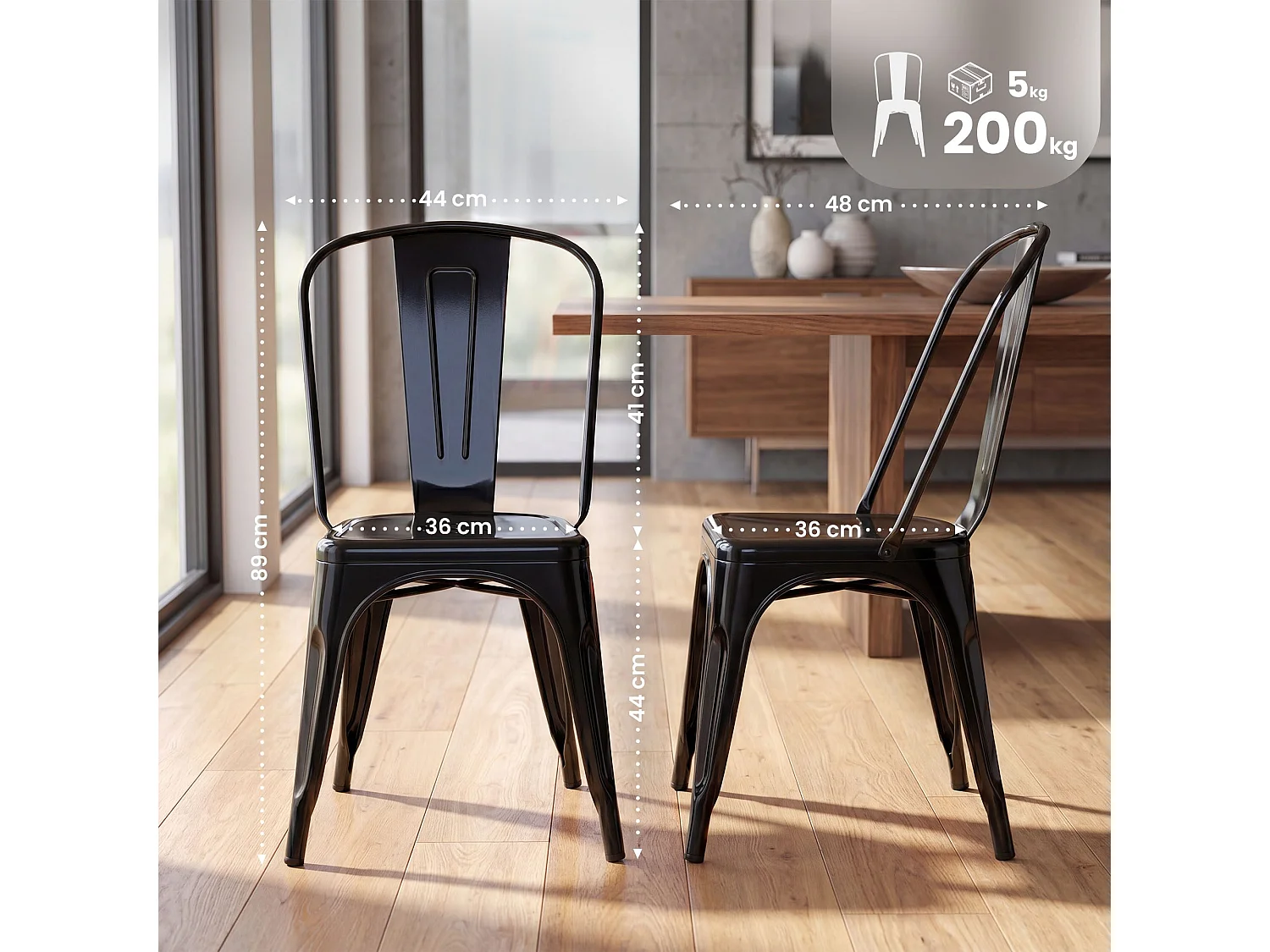 Chaise de bistrot - Métal - Noir - Benedikt