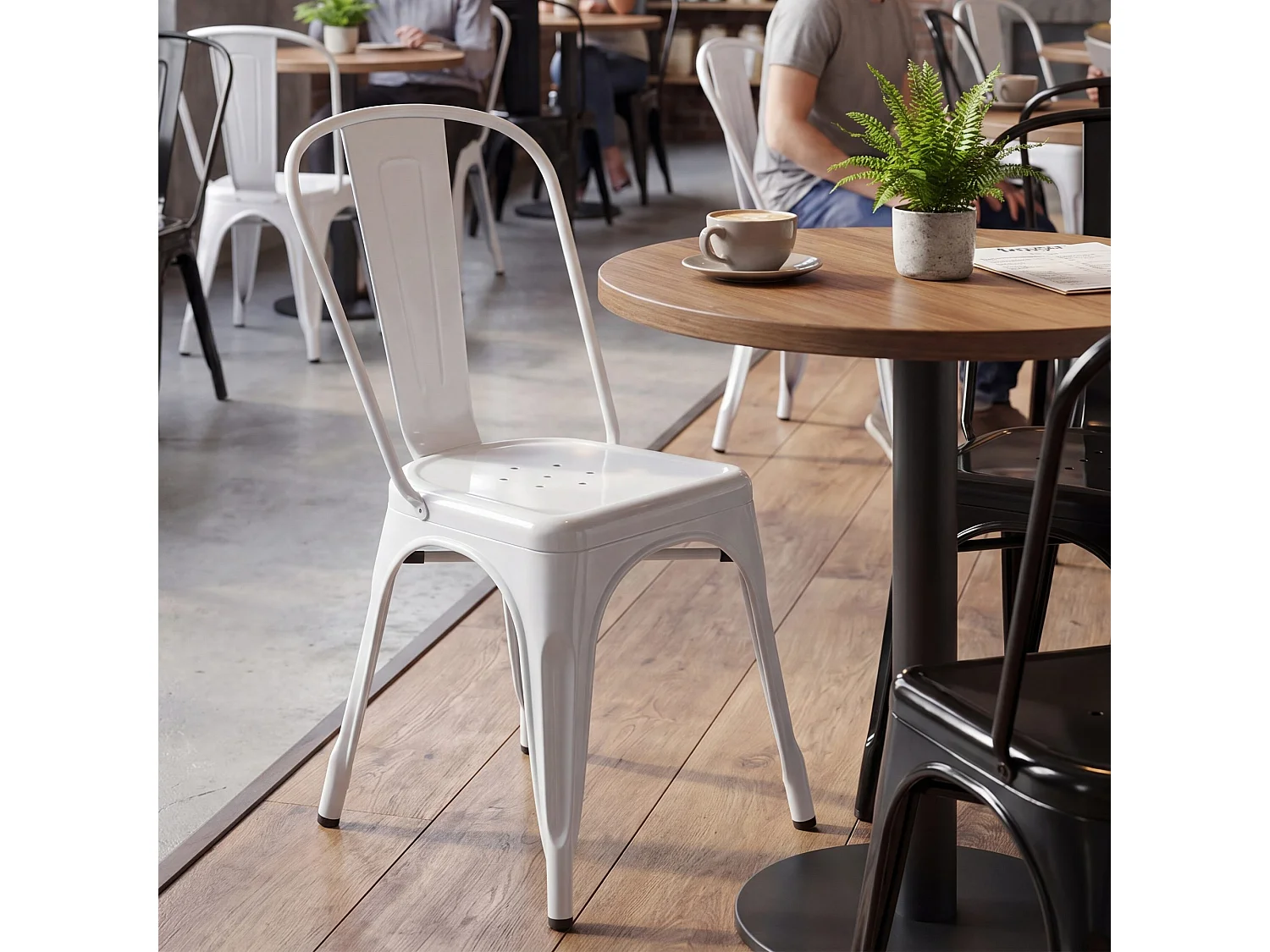 Chaise de bistrot - Métal - Blanc - Benedikt