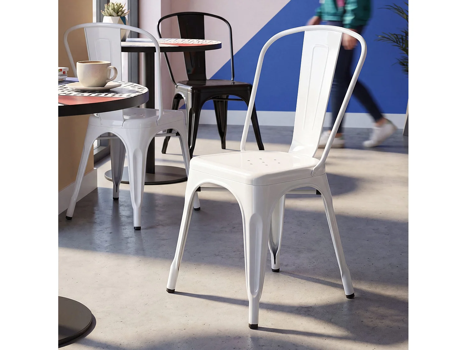 Chaise de bistrot - Métal - Blanc - Benedikt