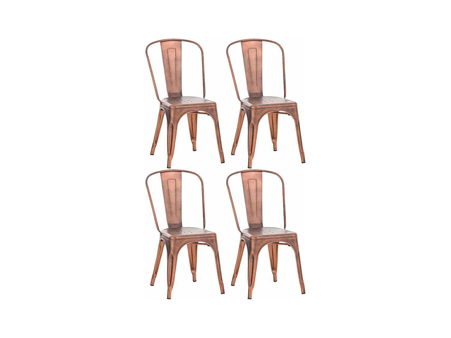 Lot de 4  Chaise de bistrot - Métal - Cuivre - Benedikt