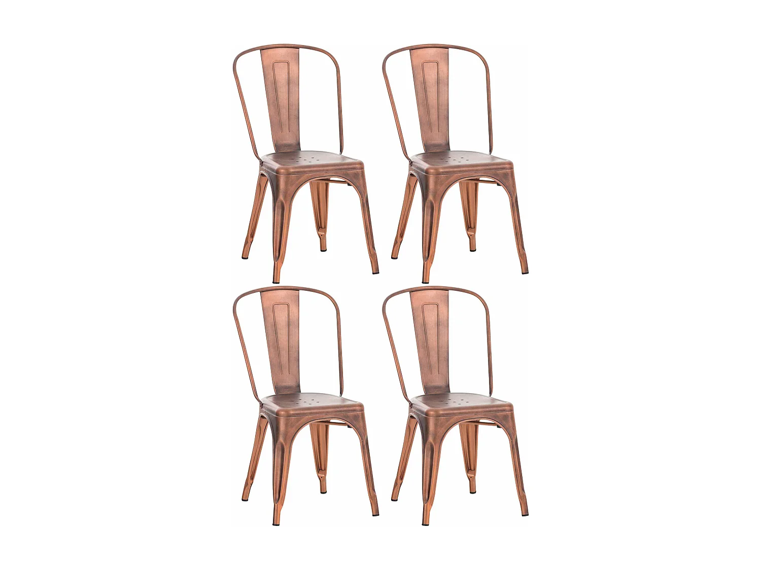 Lot de 4  Chaise de bistrot - Métal - Cuivre - Benedikt