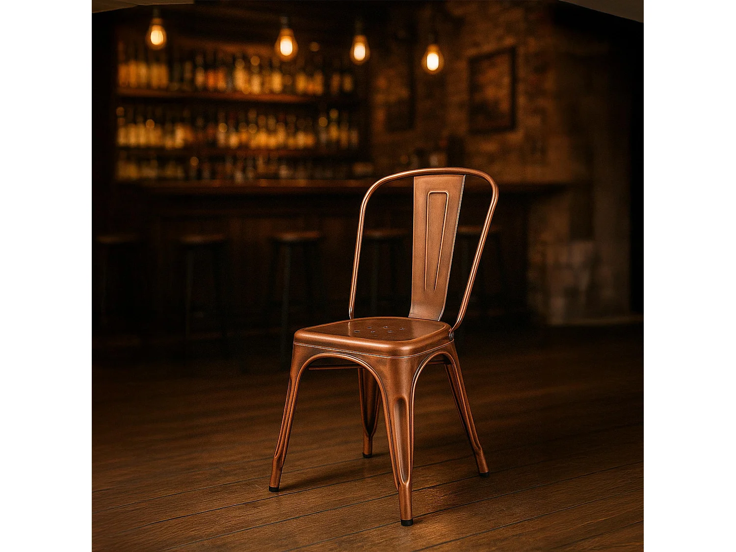 Lot de 4  Chaise de bistrot - Métal - Cuivre - Benedikt