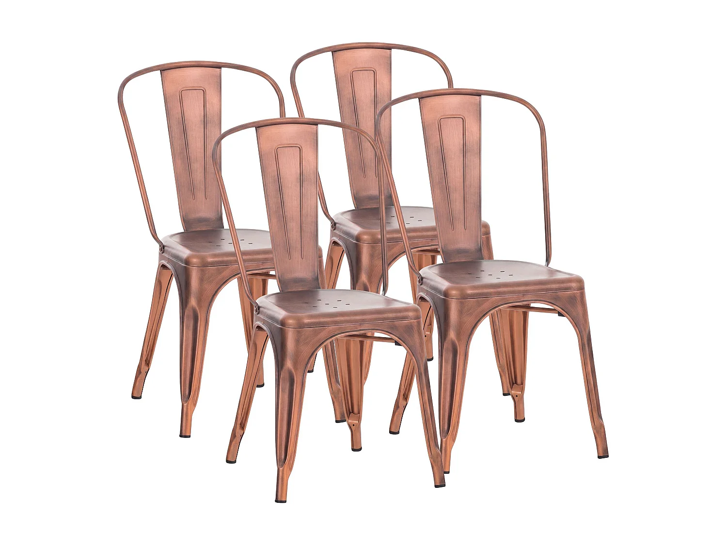 Lot de 4  Chaise de bistrot - Métal & Nature - Cuivre - Benedikt
