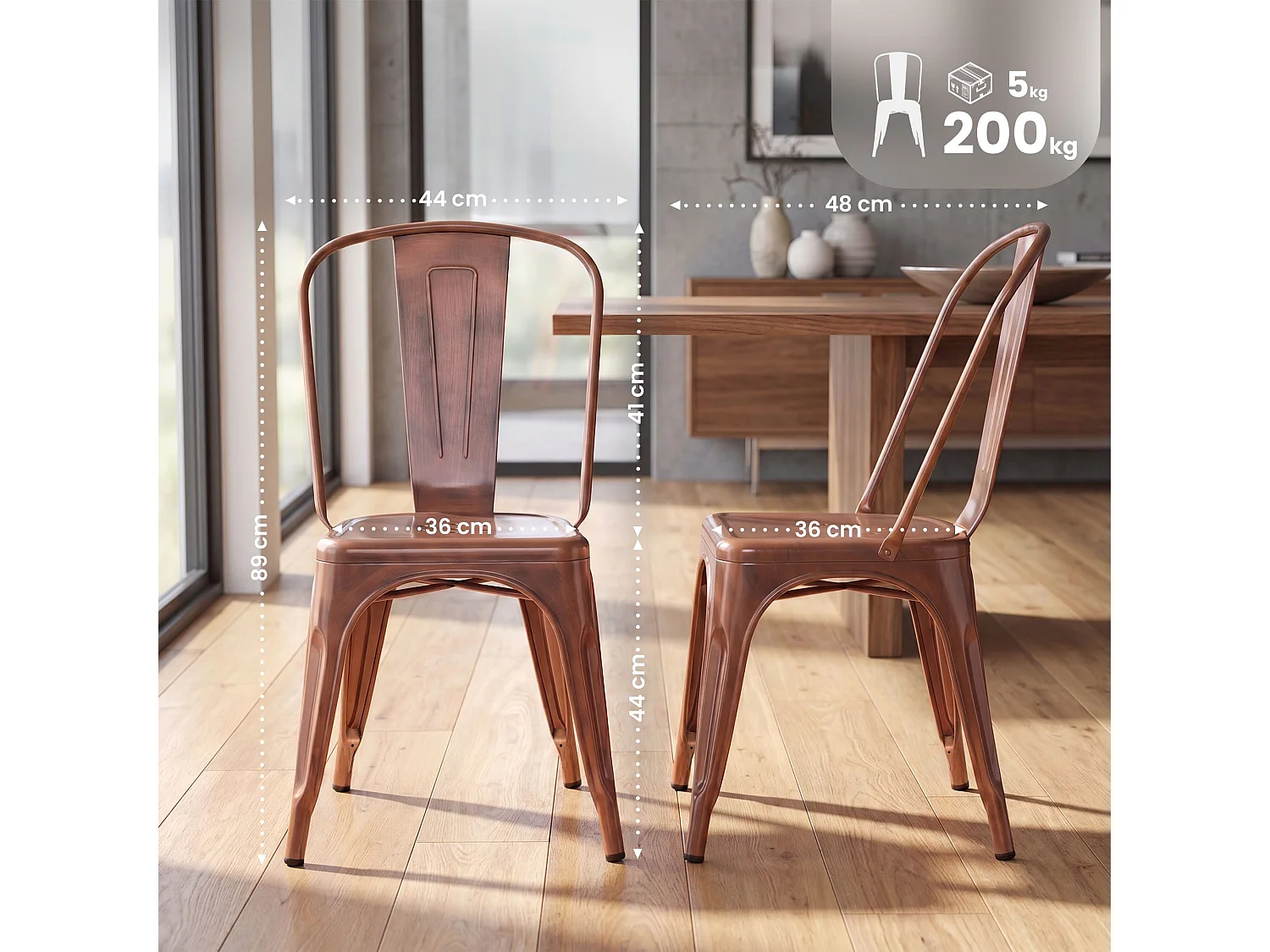 Lot de 4  Chaise de bistrot - Métal & Nature - Cuivre - Benedikt