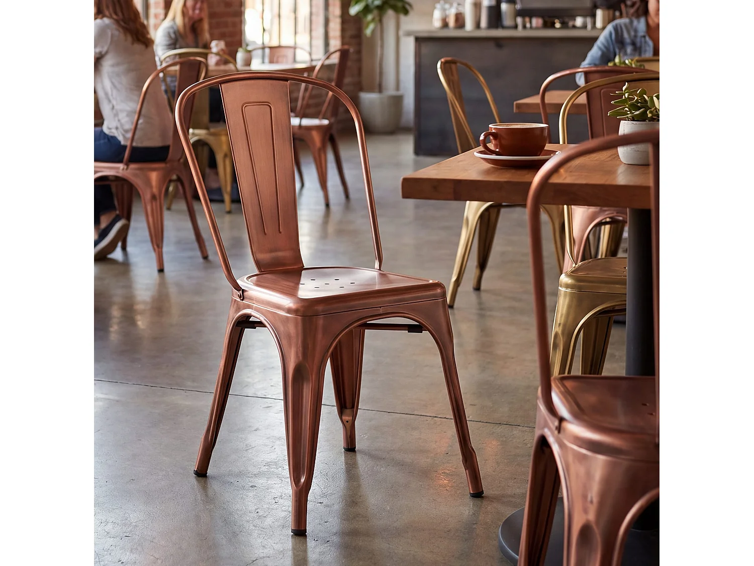 Lot de 4  Chaise de bistrot - Métal & Nature - Cuivre - Benedikt