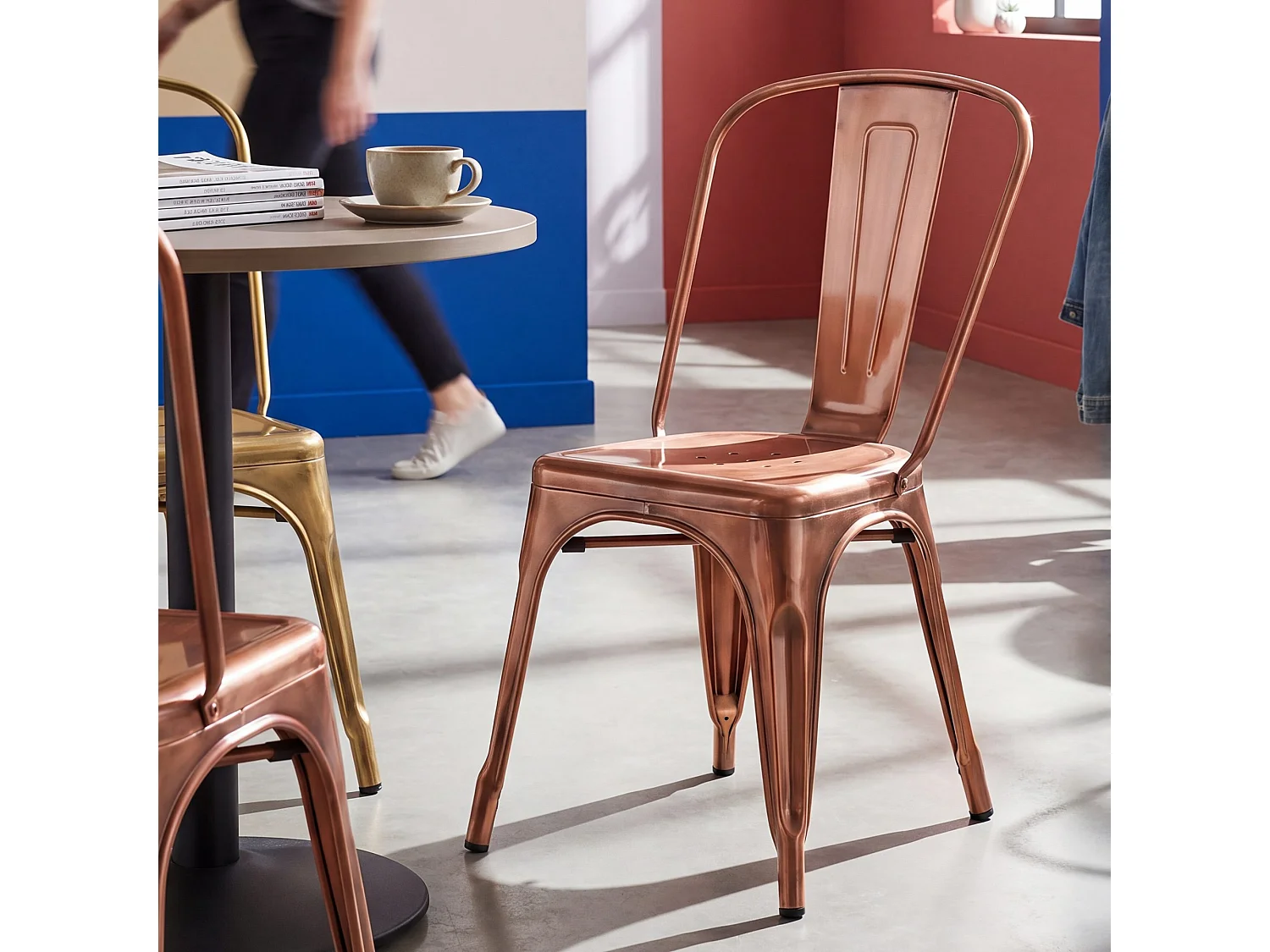 Lot de 4  Chaise de bistrot - Métal & Nature - Cuivre - Benedikt