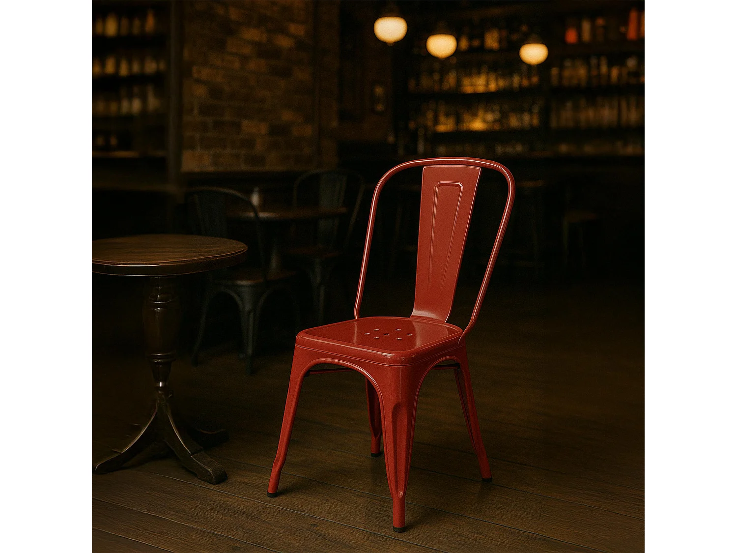 Set van 4  Bistrostoel - Metaal - rood - Benedikt