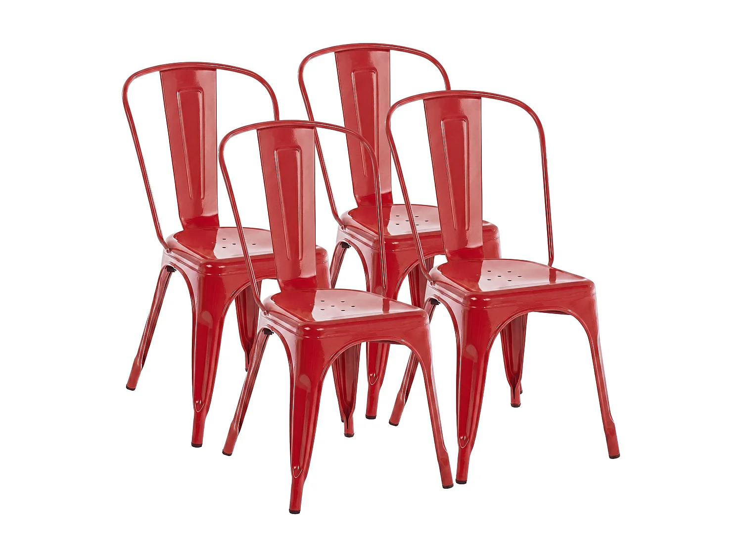 Lot de 4  Chaise de bistrot - Métal & Nature - Rouge - Benedikt