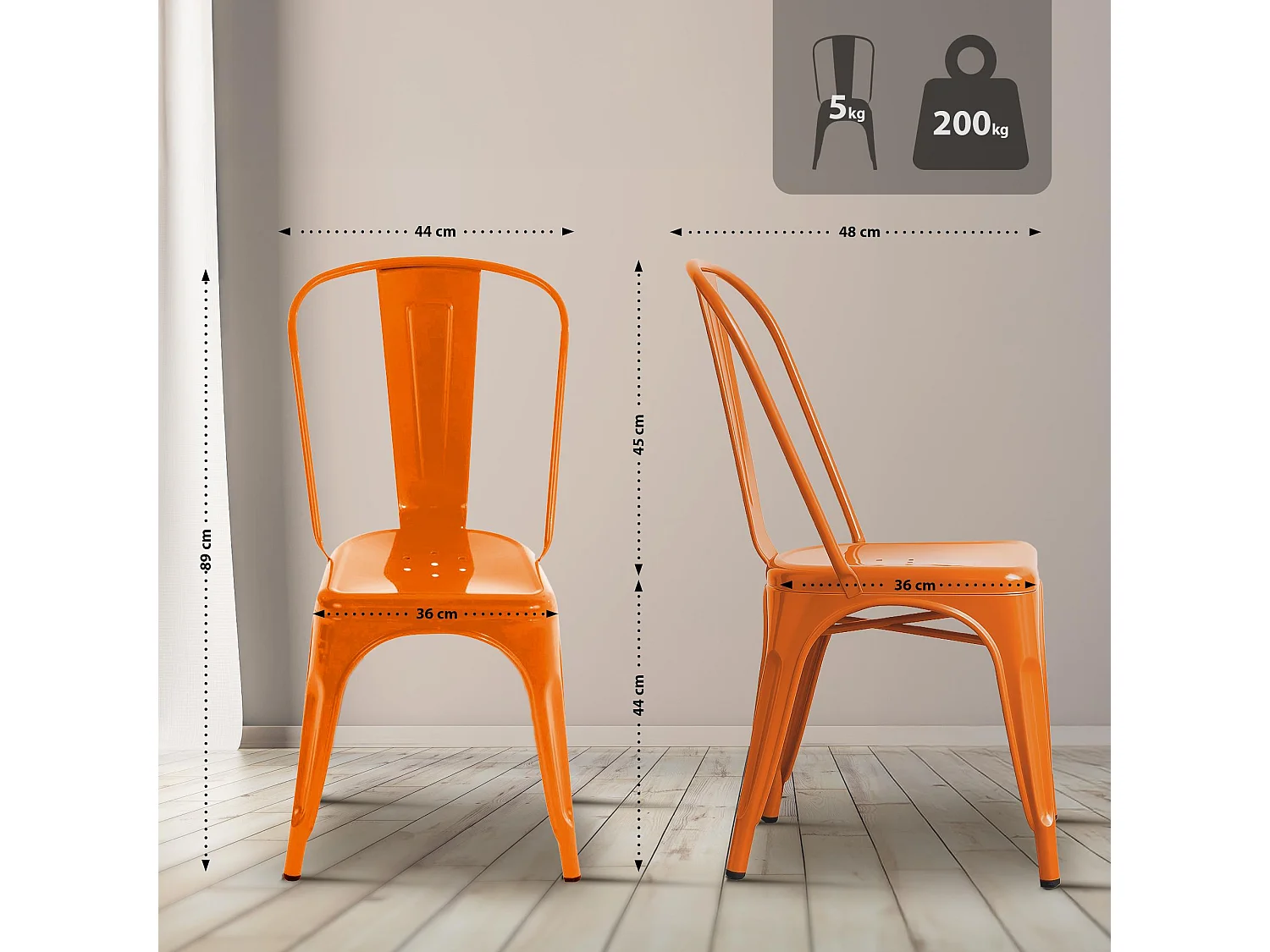 Set van 4  Bistrostoel - Metaal - oranje - Benedikt