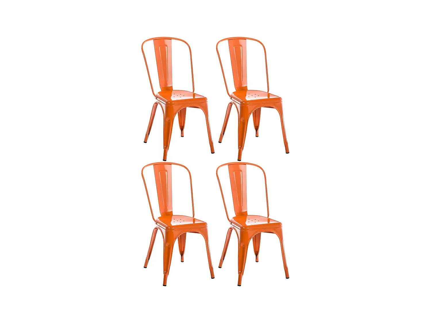 Lot de 4  Chaise de bistrot - Métal - Orange - Benedikt