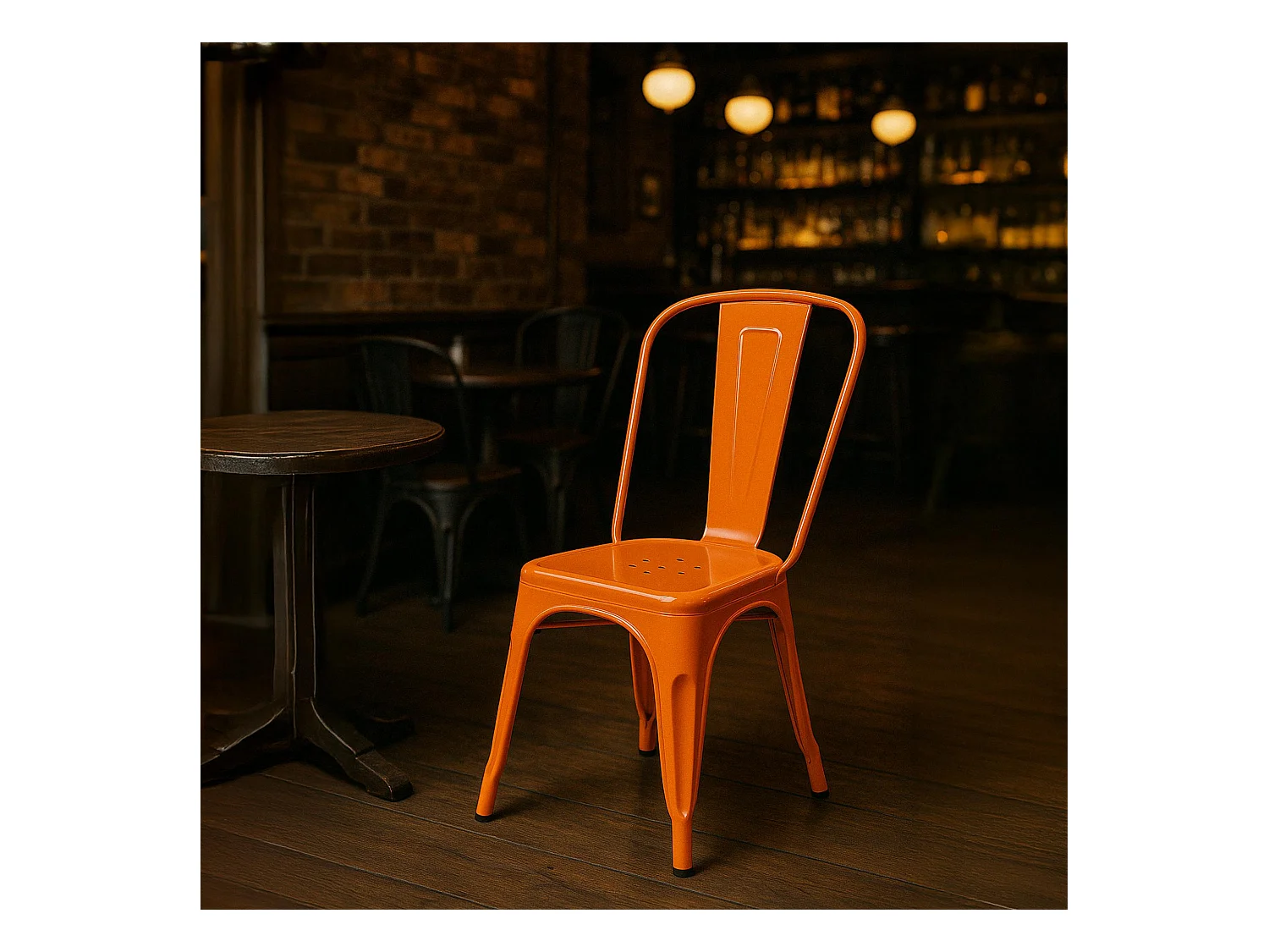 Lot de 4  Chaise de bistrot - Métal - Orange - Benedikt