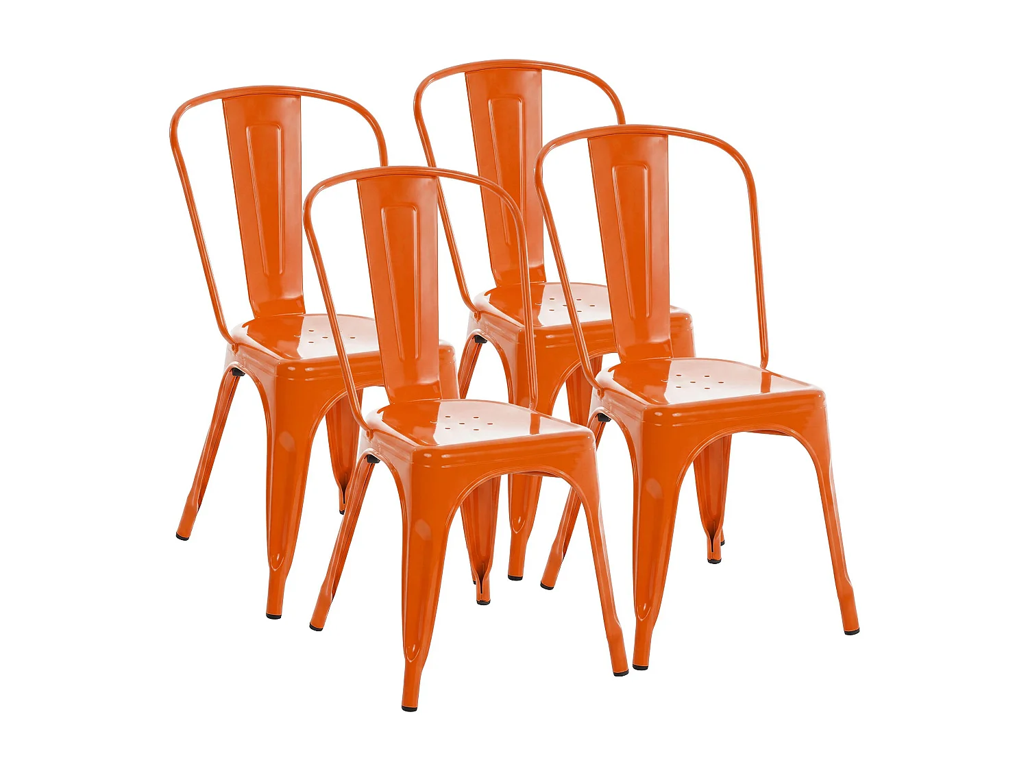 Set van 4  Bistrostoel - Metaal & natura - oranje - Benedikt