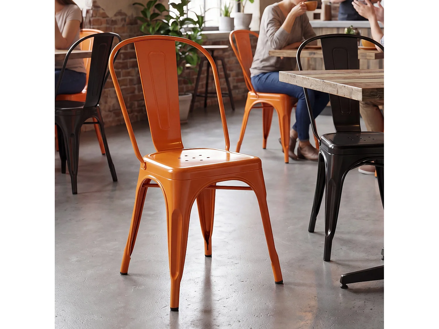 Set van 4  Bistrostoel - Metaal & natura - oranje - Benedikt