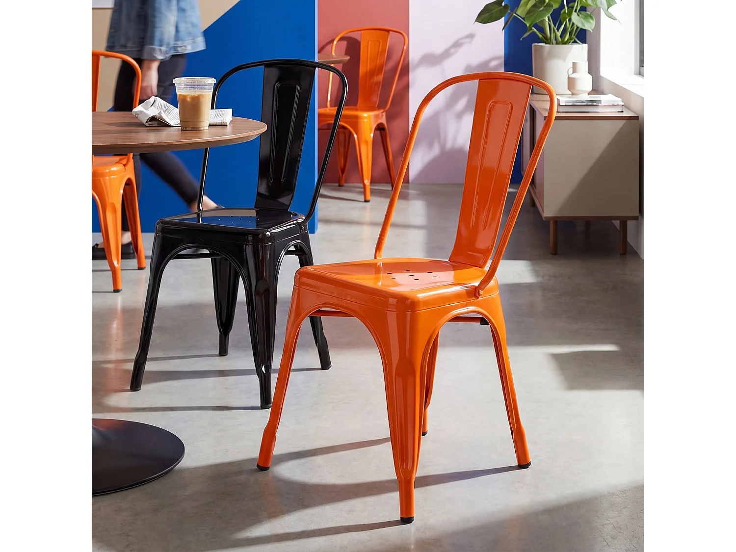 Set van 4  Bistrostoel - Metaal & natura - oranje - Benedikt