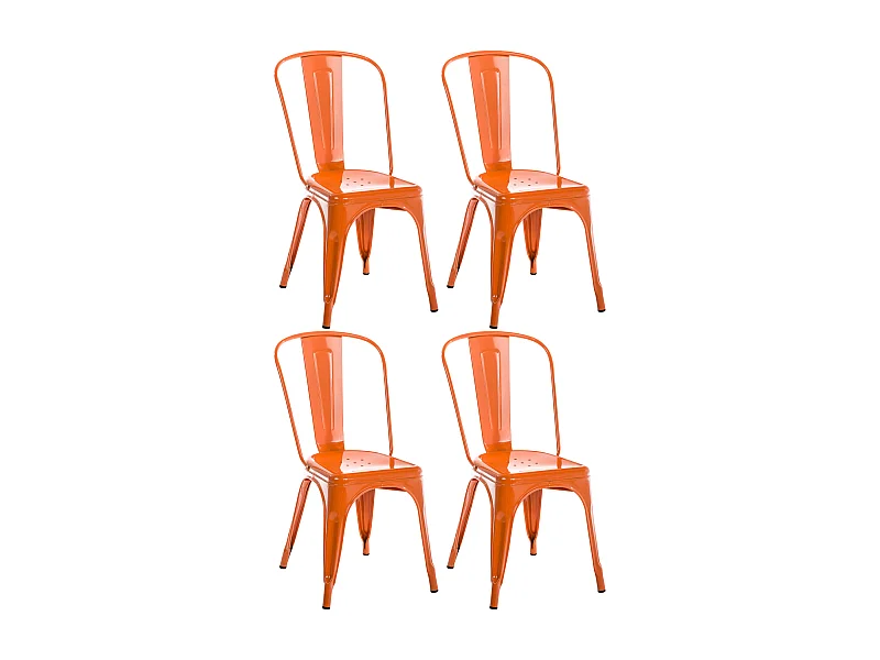 Lot de 4  Chaise de bistrot - Métal - Orange - Benedikt
