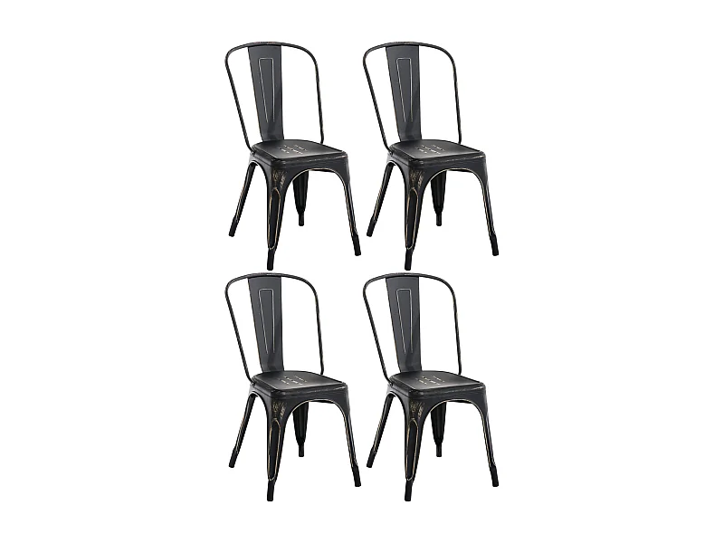 Lot de 4  Chaise de bistrot - Métal - Noir-Or - Benedikt