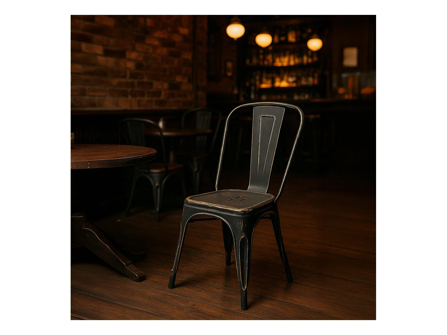 Lot de 4  Chaise de bistrot - Métal - Noir-Or - Benedikt