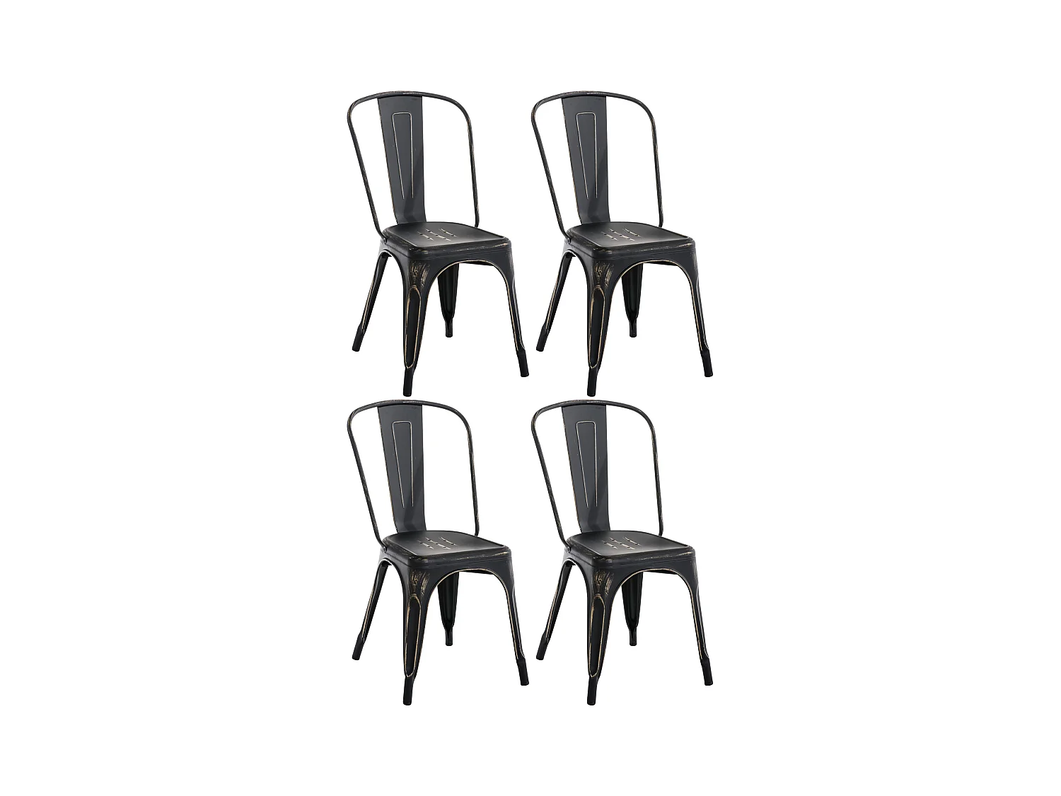 Lot de 4  Chaise de bistrot - Métal - Noir-Or - Benedikt