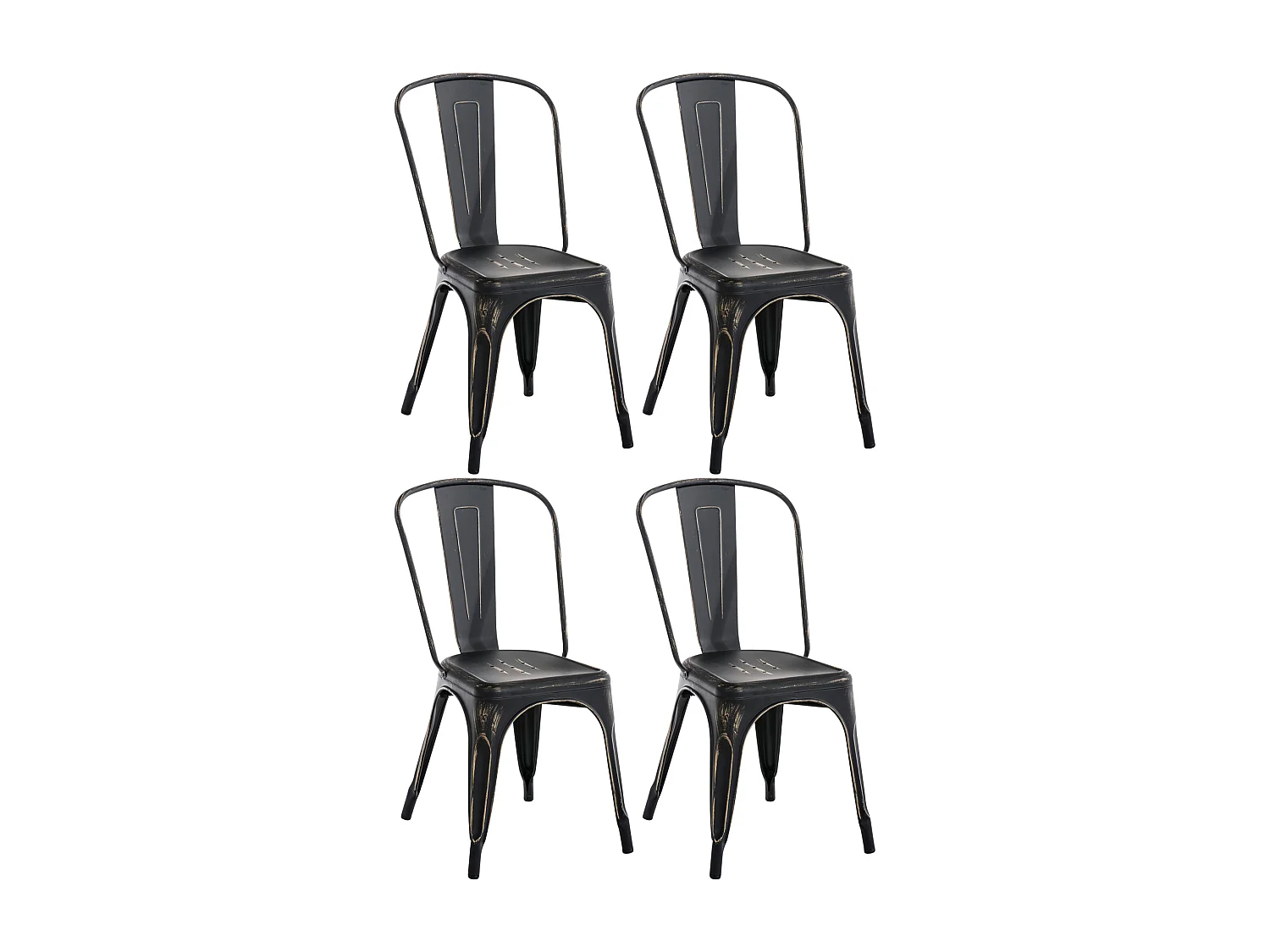 Lot de 4  Chaise de bistrot - Métal - Noir-Or - Benedikt