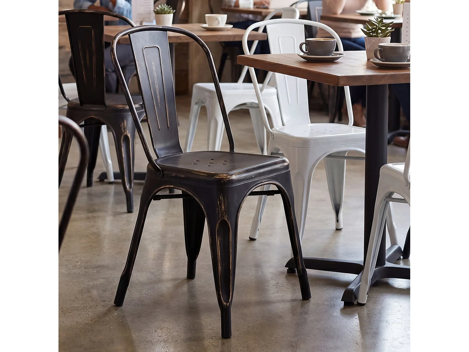 Set van 4  Bistrostoel - Metaal & natura - zwart/goud - Benedikt