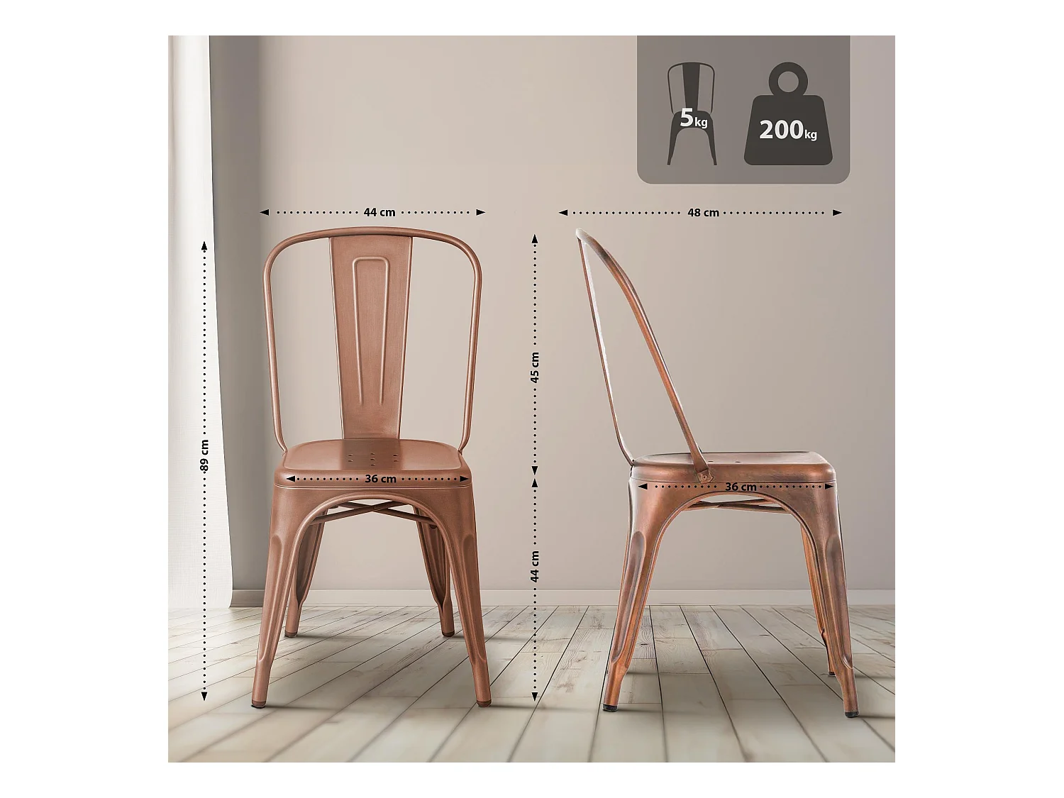 Chaise de bistrot - Métal - Cuivre - Benedikt