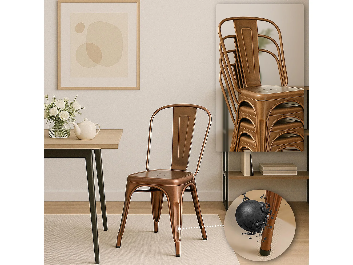 Chaise de bistrot - Métal - Cuivre - Benedikt