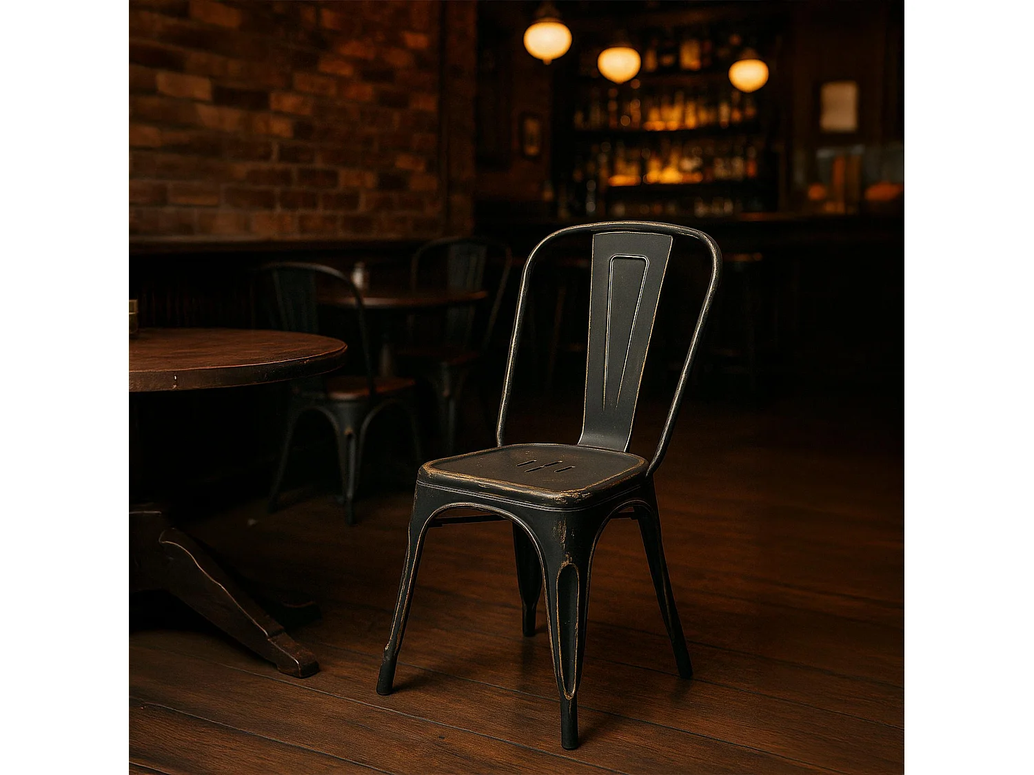 Chaise de bistrot - Métal - Noir-Or - Benedikt