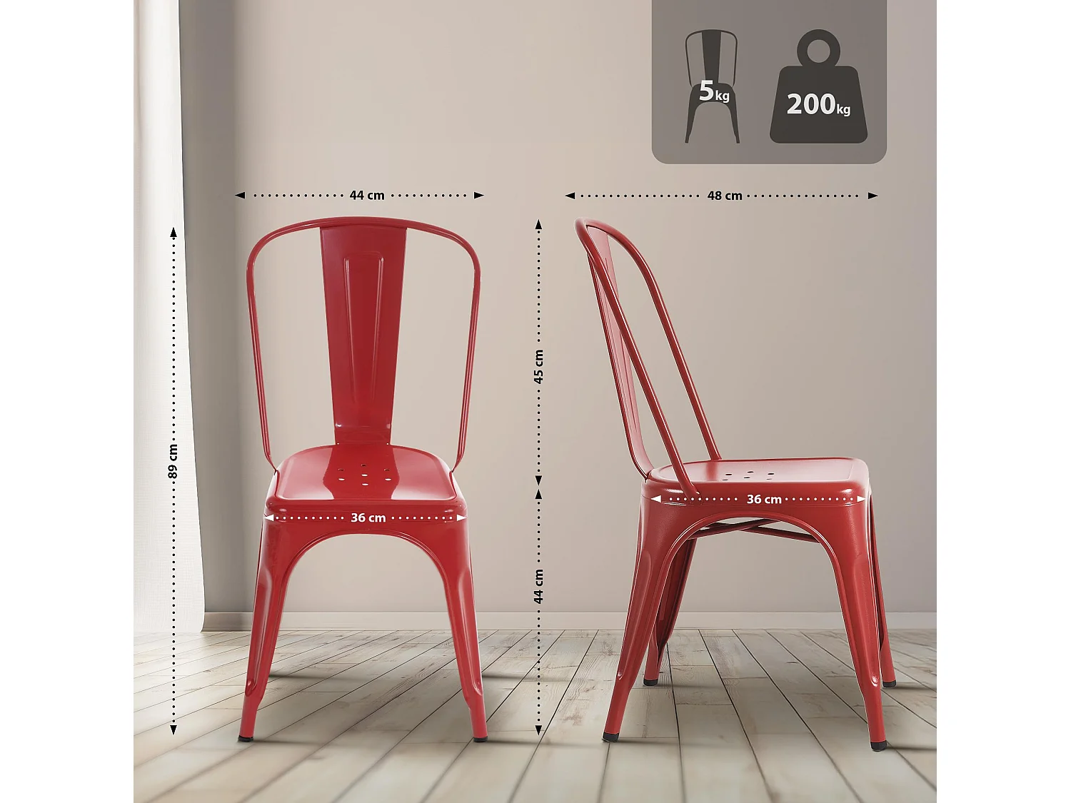 Bistrostoel - Metaal - rood - Benedikt