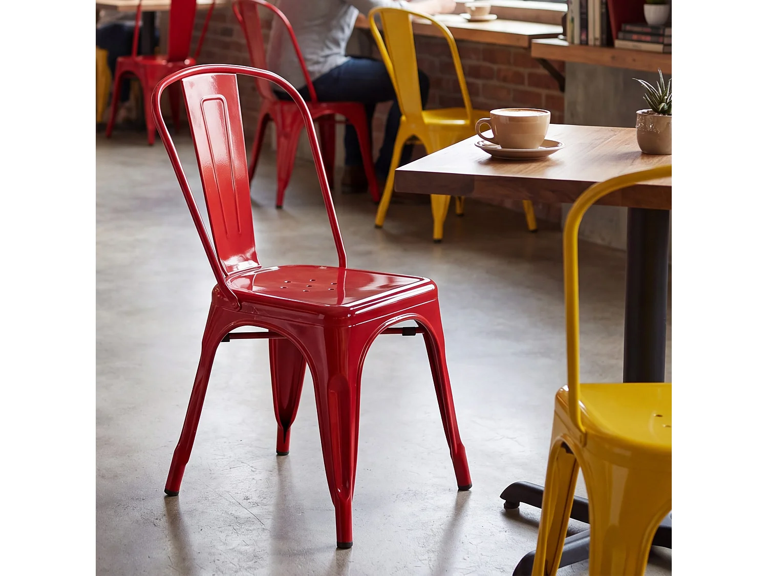 Chaise de bistrot - Métal - Rouge - Benedikt