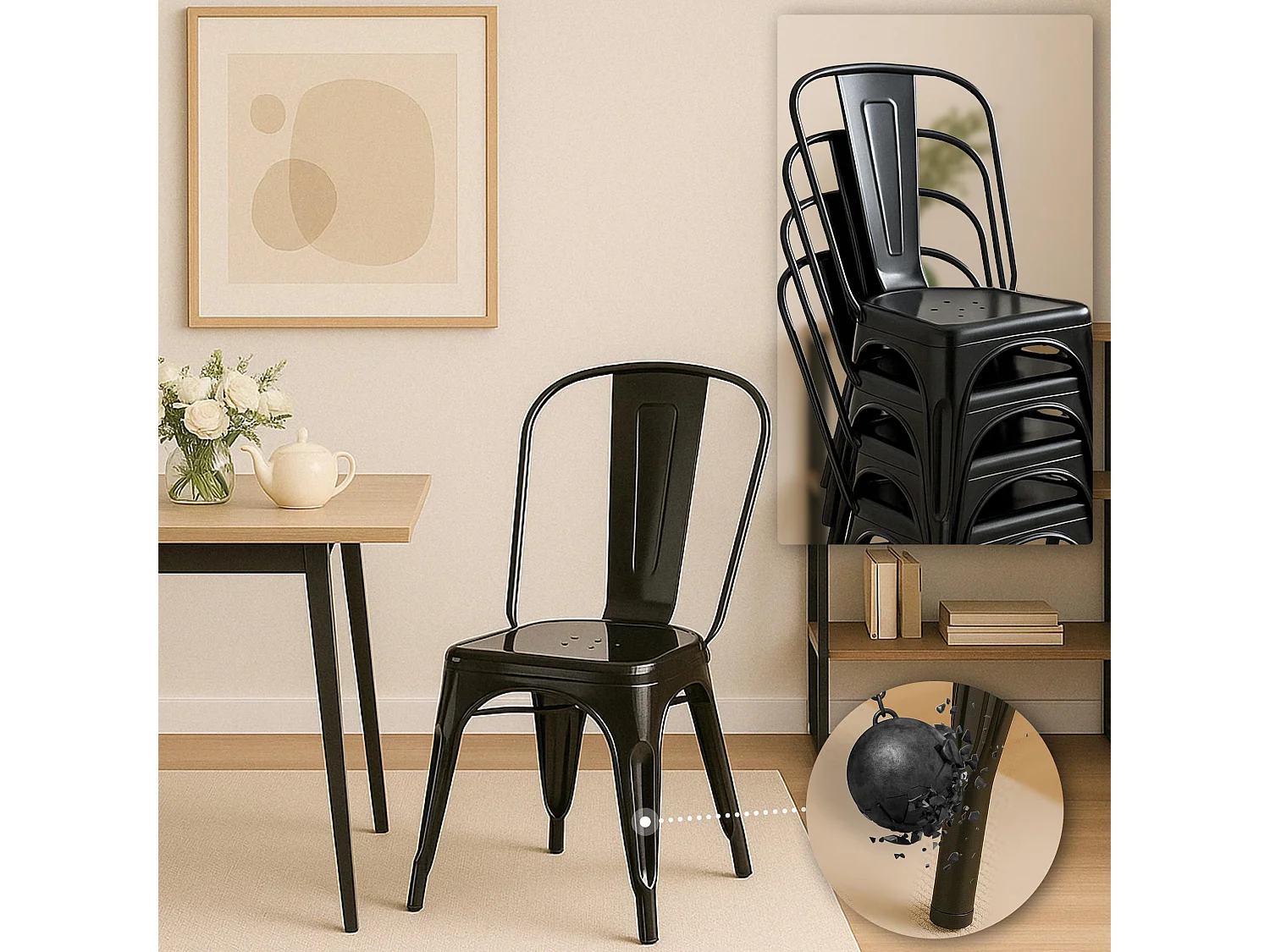 Conjunto de 4 cadeiras Benedikt preto