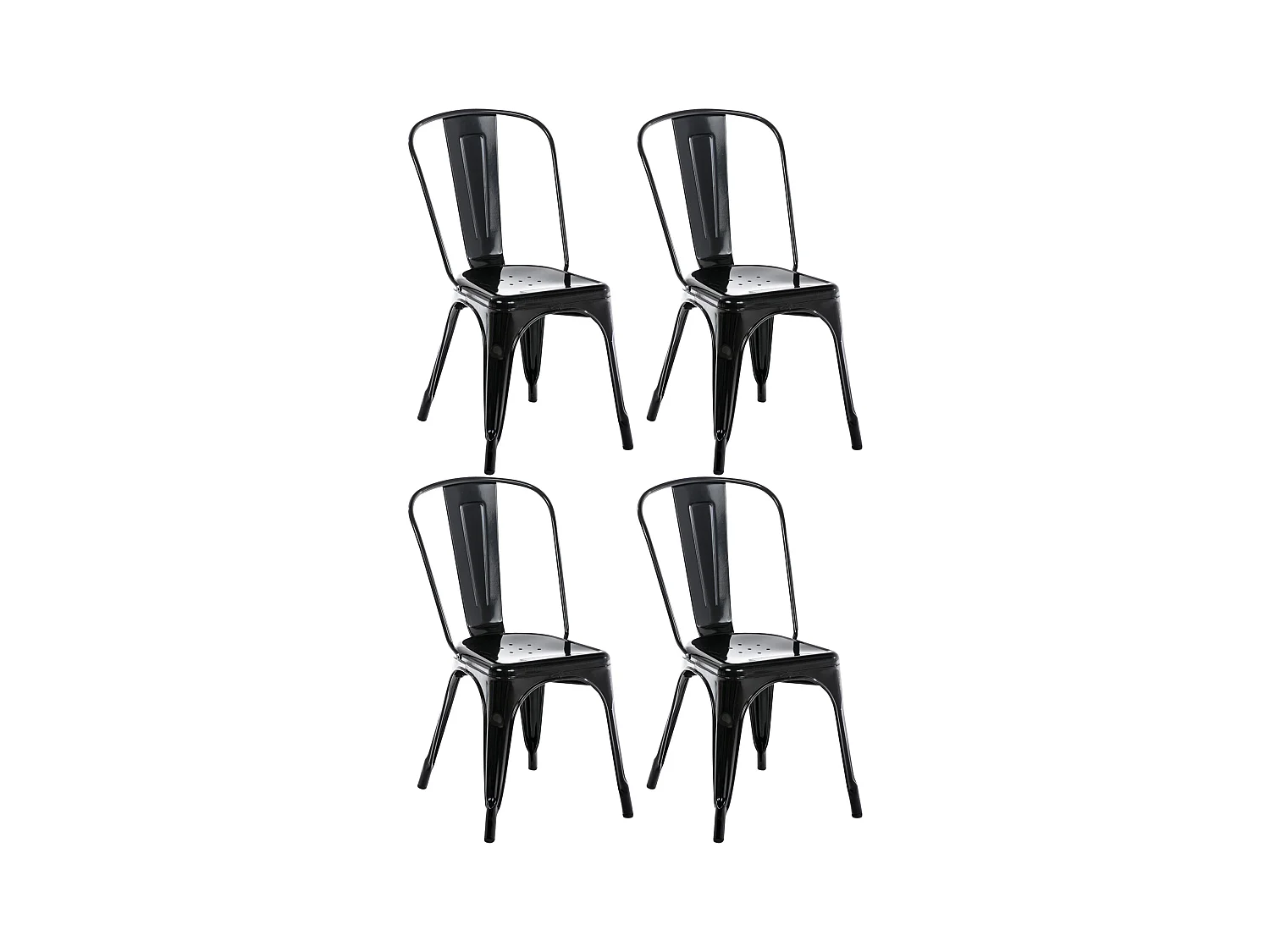 Lot de 4  Chaise de bistrot - Métal - Noir - Benedikt