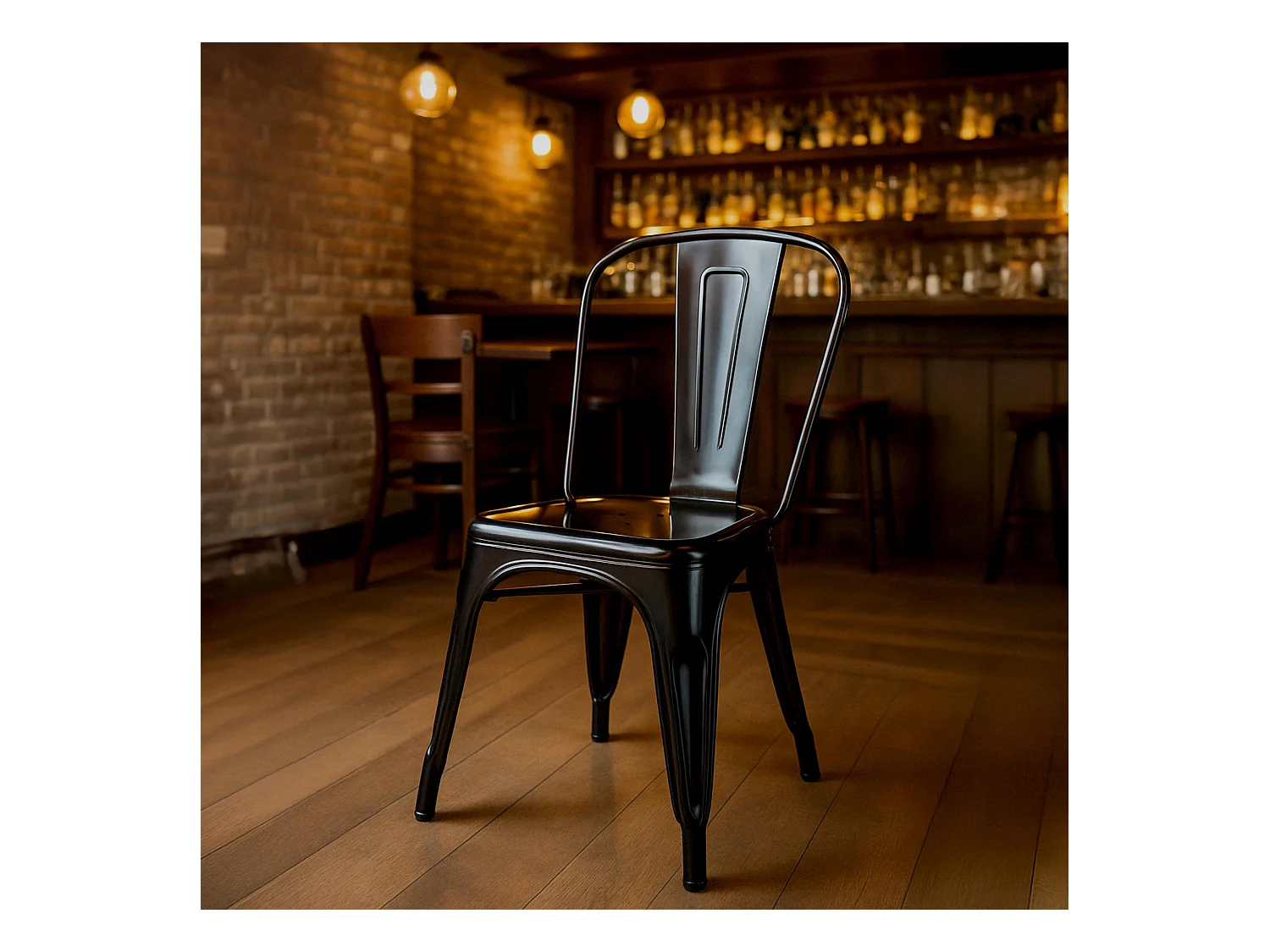 4er Set Bistrostuhl - Metall - schwarz - Benedikt