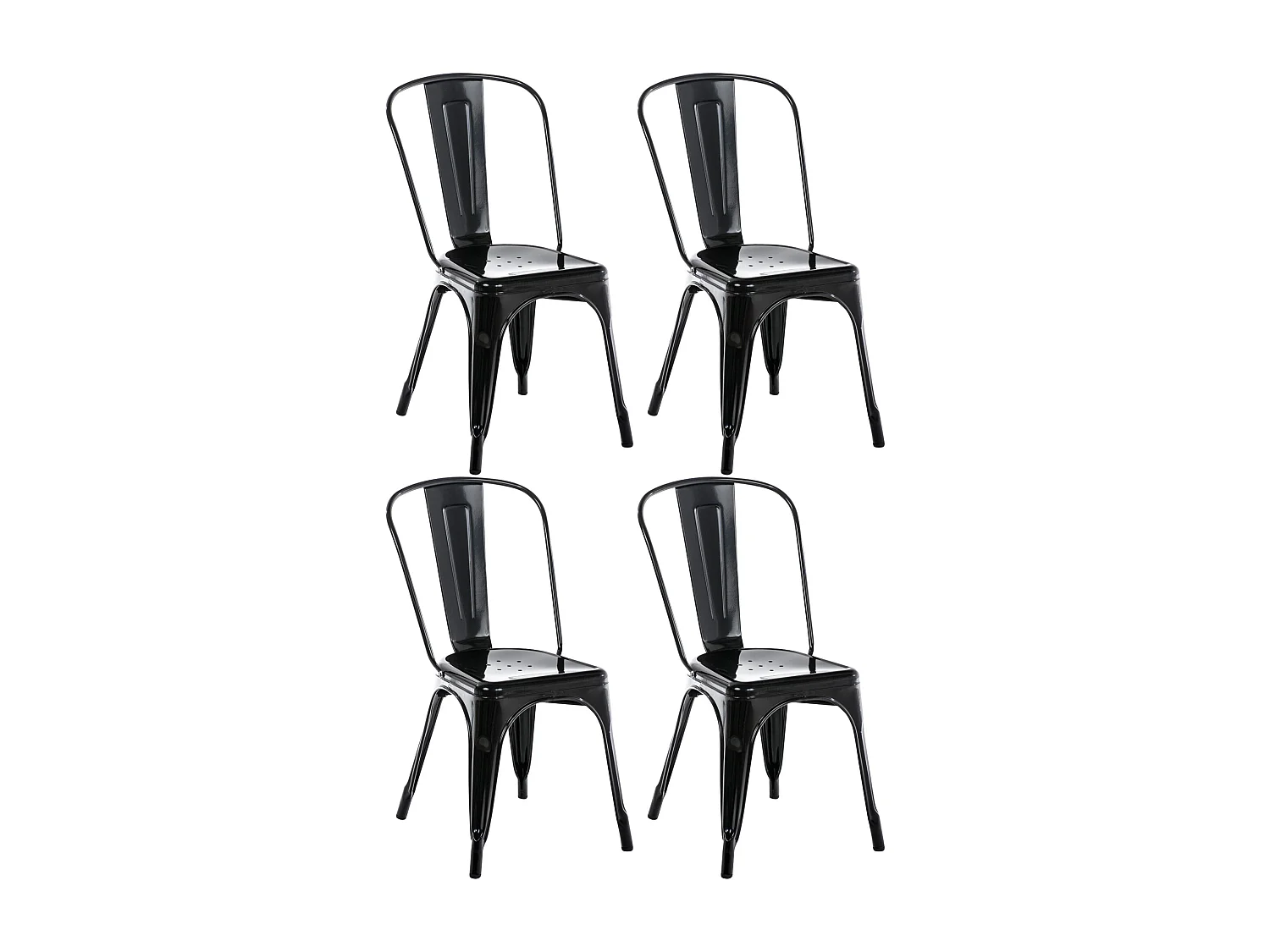 Lot de 4  Chaise de bistrot - Métal - Noir - Benedikt