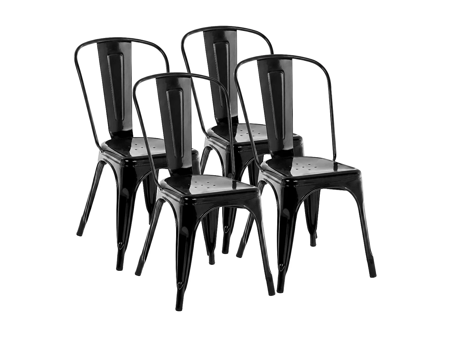 Set van 4  Bistrostoel - Metaal & natura - zwart - Benedikt
