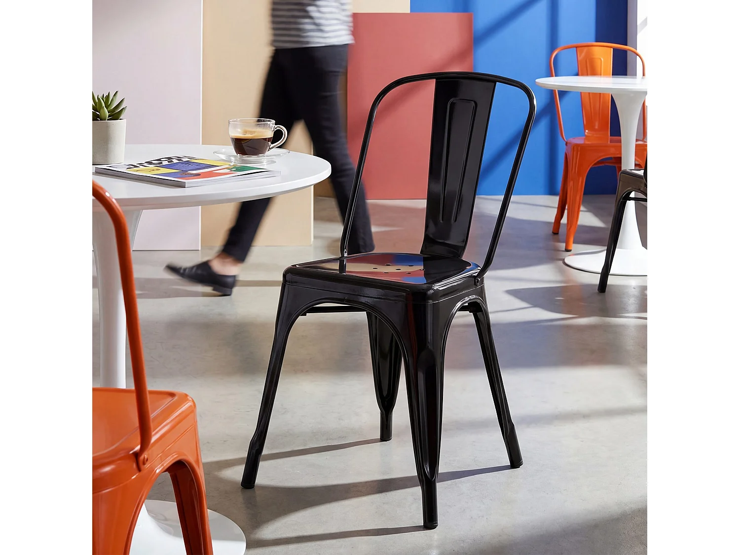Set van 4  Bistrostoel - Metaal & natura - zwart - Benedikt