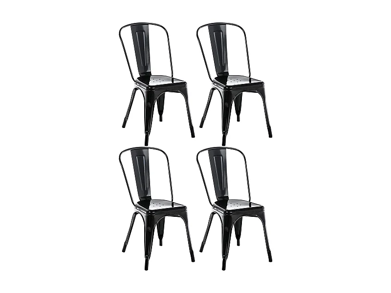Lot de 4  Chaise de bistrot - Métal - Noir - Benedikt