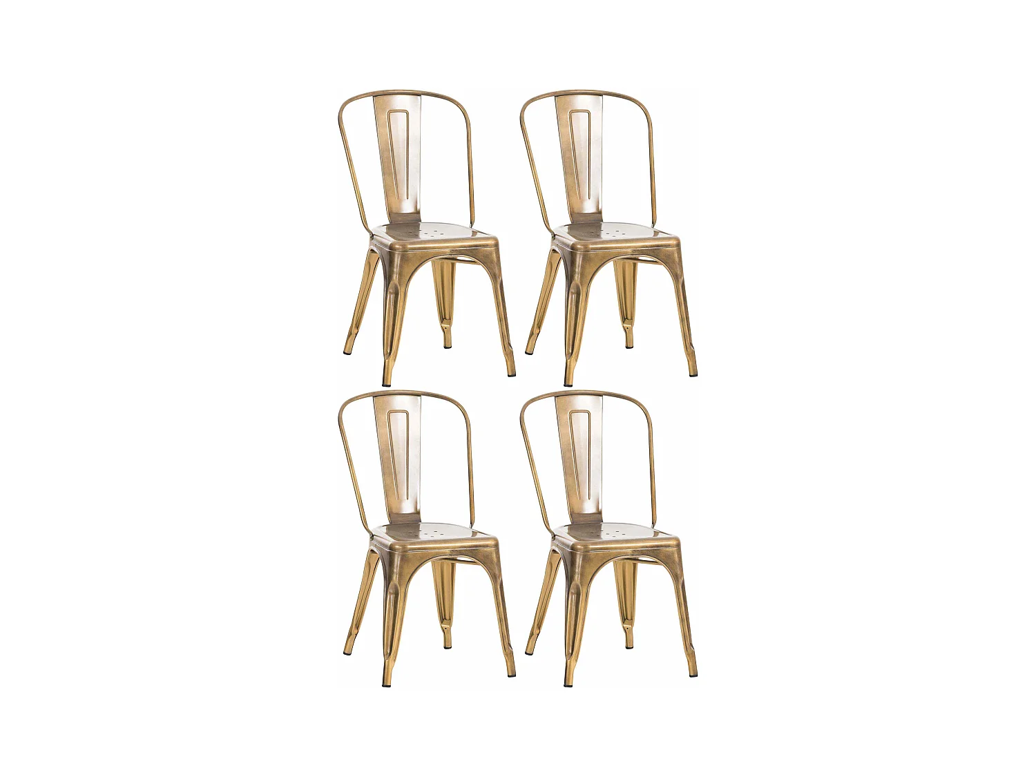 Lot de 4  Chaise de bistrot - Métal - Or - Benedikt